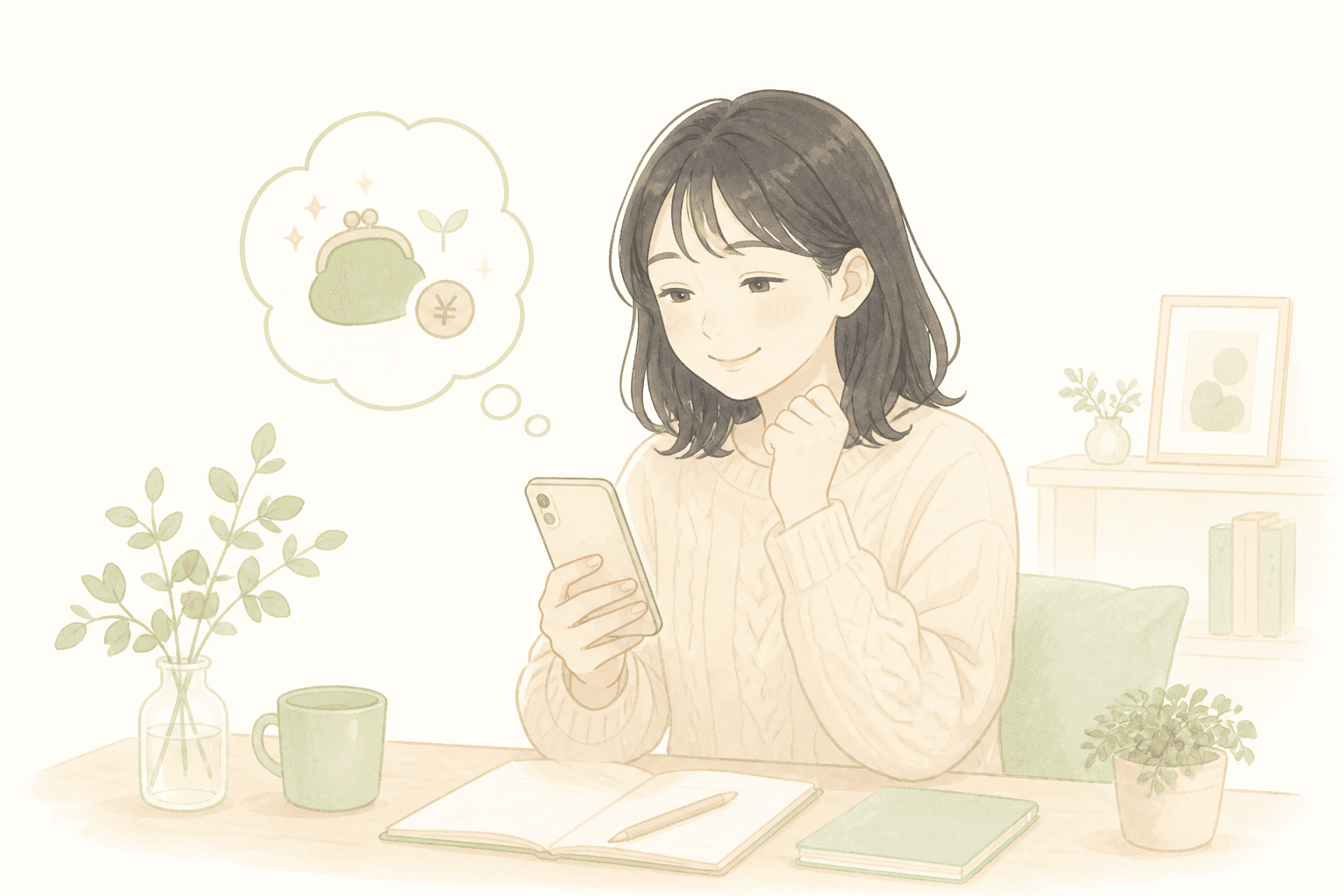ほっと一息つく相談者のイラスト